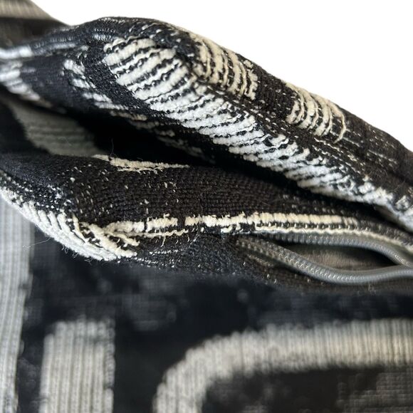 Accent Pillow Cover Black and White Geometric Abstract 21" X 21" Jacquard Weave - Picture 7 of 10